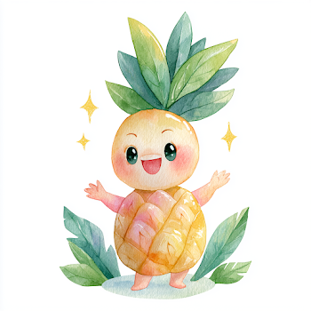 Joyful Kawaii Pineapple Character