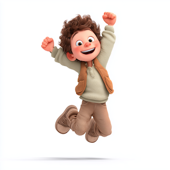 Joyful Kid Celebrating in 3D