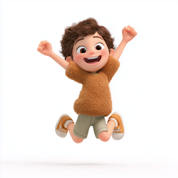 Joyful Kid Celebrating in 3D Style
