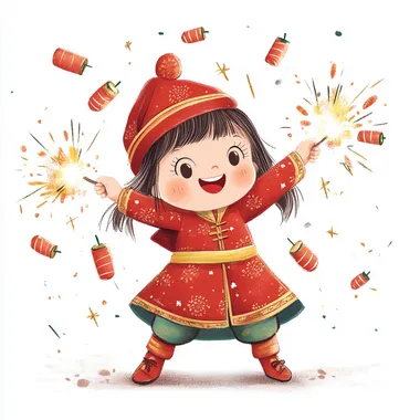 Joyful Little Girl in Festive Red Coat Celebrating New Year’s Joyful Little Girl in Festive Red Coat Celebrating New Year’s