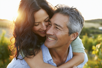 Joyful Moments: Affectionate Couple in Vineyard