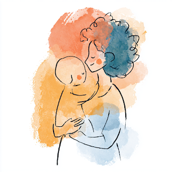 Joyful Moments: Mother and Child Line Drawing