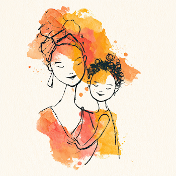 Joyful Moments: Mother and Child Watercolor Line Art