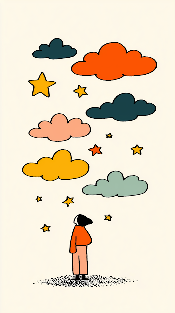 Joyful Outlook: Stars and Clouds