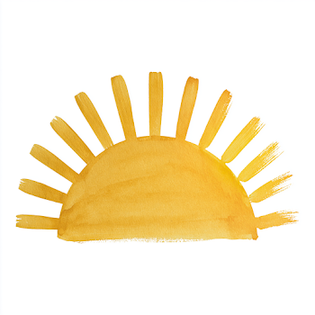 Joyful Rising Sun Gouache Illustration