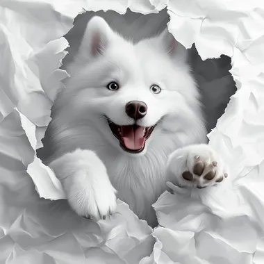 Joyful Samoyed: A Fluffy Illusion of Depth and Playfulness Joyful Samoyed: A Fluffy Illusion of Depth and Playfulness