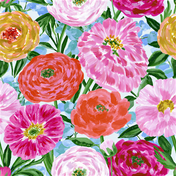 Joyful Summer Floral Pattern Featuring Lisianthus and Eucalyptus