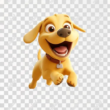 Joyful Yellow Dog in a Whirlwind Adventure