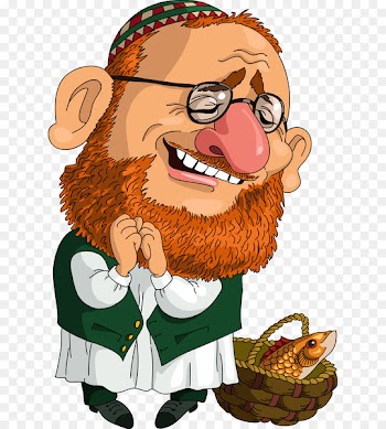 Judaism Cartoon Jewish people Rabbi - Vector cartoon fish basket and Jews 