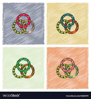 Juggling rings in hatching style vector image