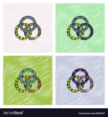 Juggling rings in hatching style vector image