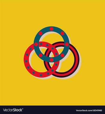 Juggling rings in sticker style vector image