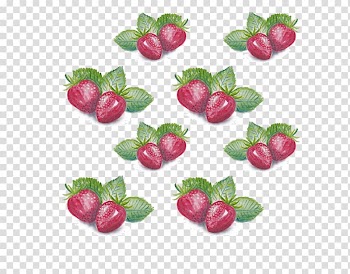 Juice Berry Pattern, Hand drawn icons strawberry and leaves transparent background PNG clipart