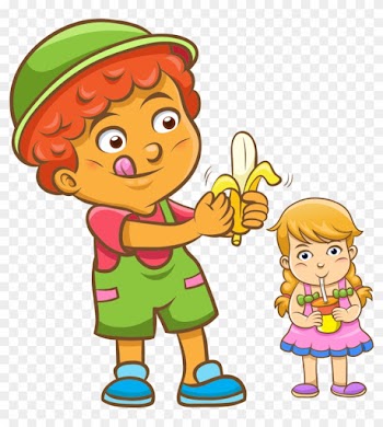 Juice Child Eating Cartoon Illustration - Cute Girl Cartoon Drinking