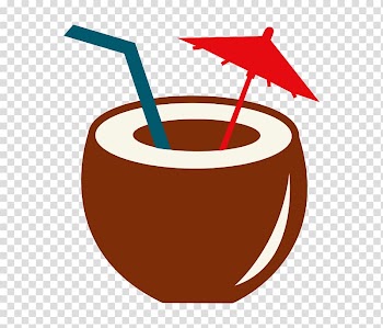 Juice Coconut water, Cartoon hand colored coconut drink transparent background PNG clipart
