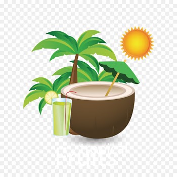 Juice Coconut water Coconut milk - Vector coconut trees and coconut milk 