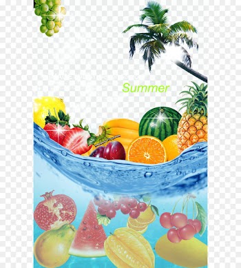 Juice Grapefruit Lemon Poster - Summer Fruit posters Icy background 