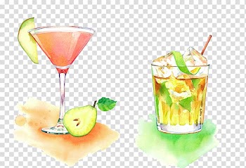 Juice Sea Breeze Cocktail garnish Caipirinha, Watercolor pear beverage transparent background PNG clipart
