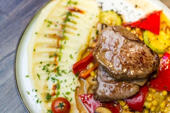 Juicy beef steak close up 