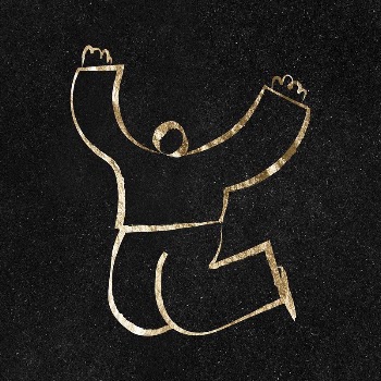 Jumping man sticker, gold aesthetic | Free PSD Illustration - rawpixel