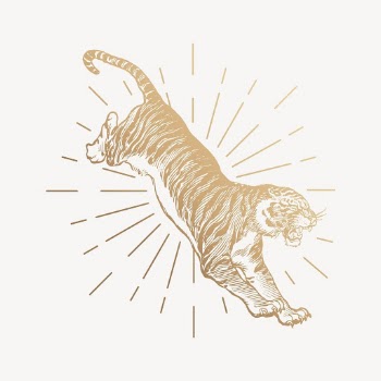 Jumping tiger clipart, gold animal, | Free Photo Illustration - rawpixel