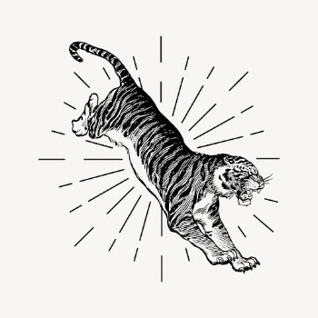 Jumping tiger drawing, vintage animal | Free Photo Illustration - rawpixel
