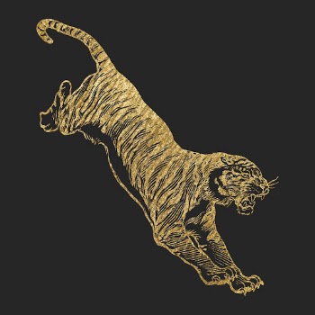 Jumping tiger gold sticker, aesthetic | Free Vector Illustration - rawpixel