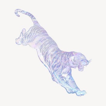 Jumping tiger holographic clipart, animal | Free Vector Illustration - rawpixel