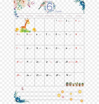 June 2017 small fresh calendar 