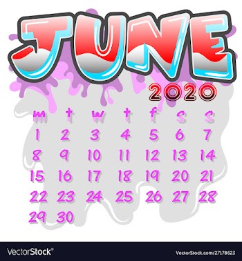 June 2020 month calendar vector image