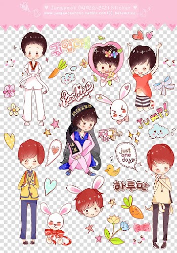 Jungkook Sticker, anime characters illustration transparent background PNG clipart