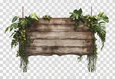 Jungle Adventure: Rustic Hanging Sign on Vines