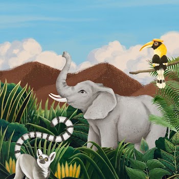 Jungle animals background, drawing design | Free Photo Illustration - rawpixel