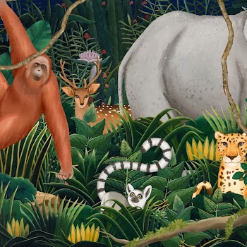 Jungle animals background, drawing design | Free Photo Illustration - rawpixel