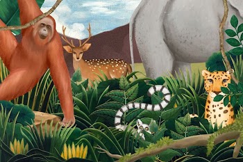 Jungle animals background, drawing design | Free Photo Illustration - rawpixel