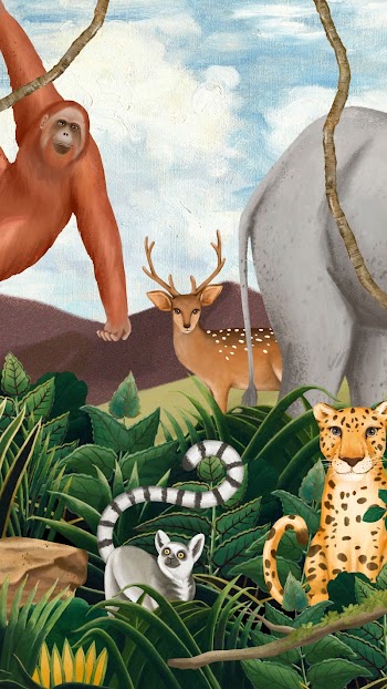Jungle animals iPhone wallpaper, drawing | Free Photo Illustration - rawpixel