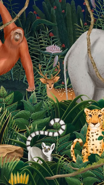 Jungle animals iPhone wallpaper, drawing | Free Photo Illustration - rawpixel