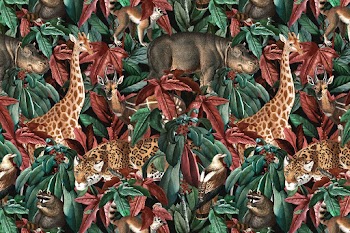Jungle pattern background wild animals illustration