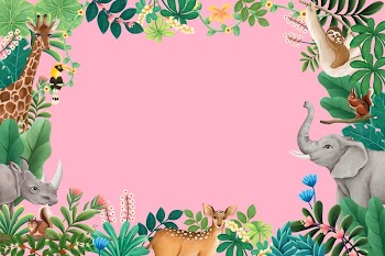 Jungle wildlife frame background, pink | Free Photo Illustration - rawpixel