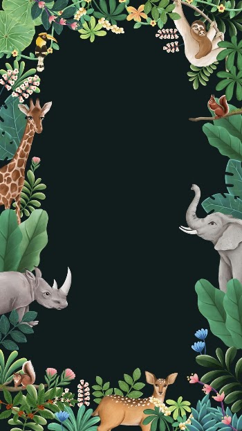 Jungle wildlife mobile wallpaper, black | Free Photo Illustration - rawpixel
