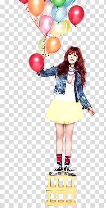 Juniel render, woman holding balloons transparent background PNG clipart