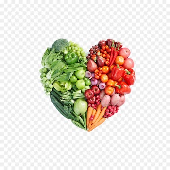 Junk food Fast food Eating Diet - Fresh heart-shaped bright vegetables and fruits 