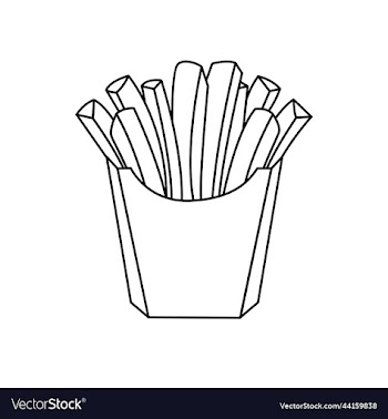 junk food french fries lineart sketch