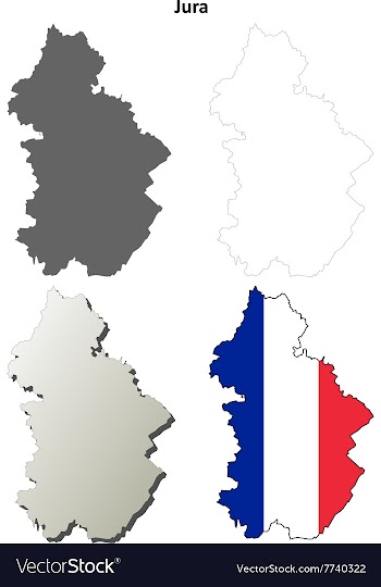 Jura Franche-Comte outline map set vector image