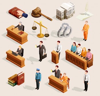 Jury court elements collection Free Vector