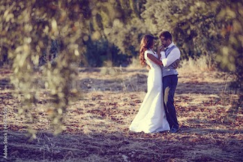 Just married couple in nature background