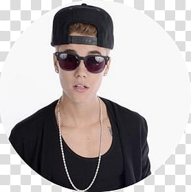 Justin Bieber, man wearing black frame sunglasses and black cap transparent background PNG clipart