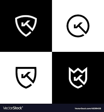 k shield shape monoline minimalist logo design