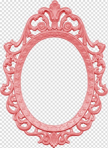 K Watchers, pink wooden frame wall mirror transparent background PNG clipart