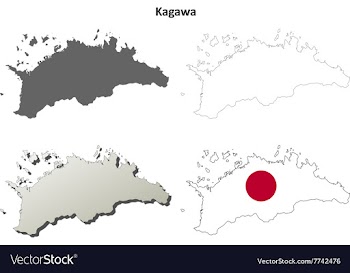 Kagawa blank outline map set vector image